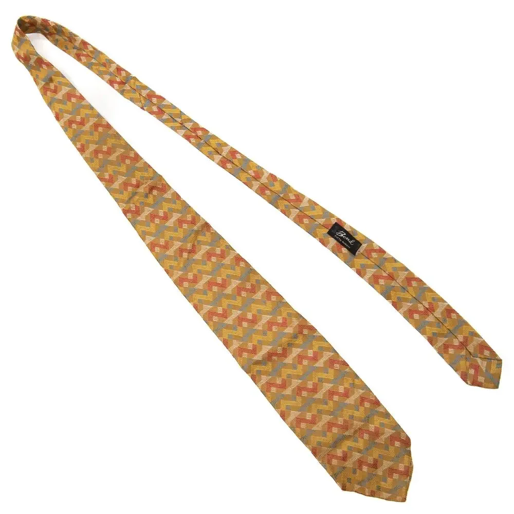 Vintage Bond Gold Orange Geometric Pattern 60's 70's Necktie Neck Tie